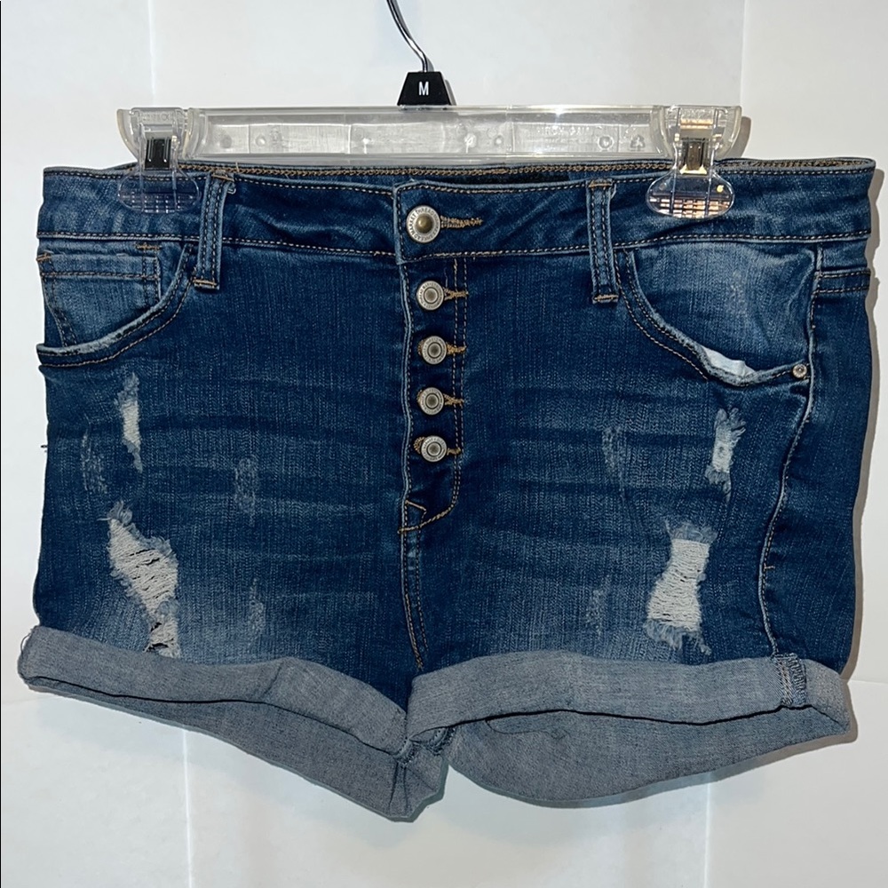 Thread Market Button Fly Distressed Denim Shorts